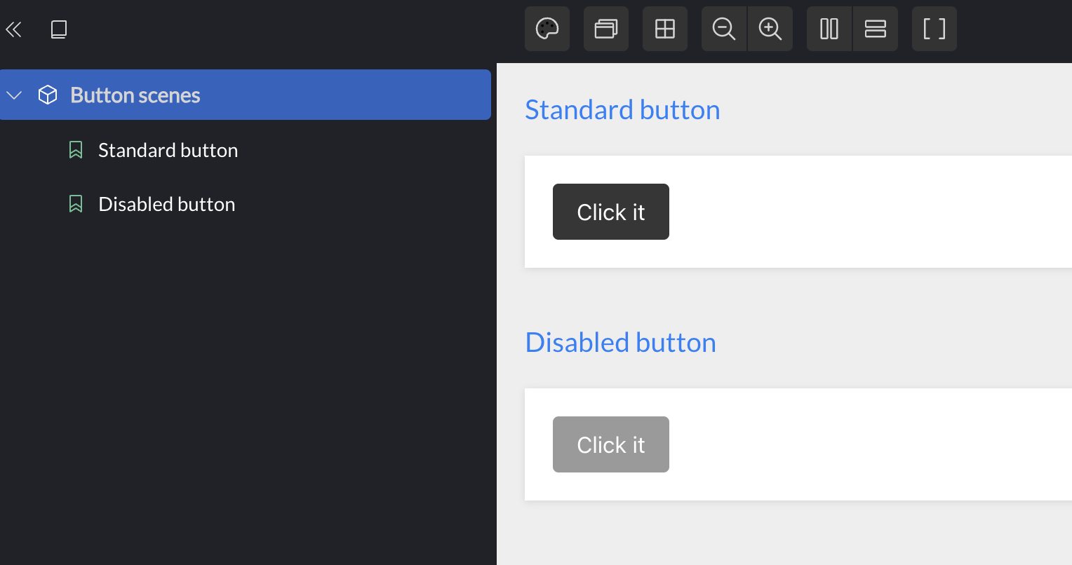 Button visualized in Portfolio